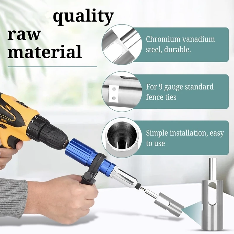 A7THK-2Pack ツイストタイツール 9 ゲージドリルチャック用、高張力ワイヤーイージーツイストツール、チェーンリンク固定用ツイストフェンスツール