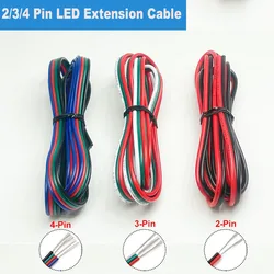 2pin 3pin 4pin Flex Cable 20awg 22awg Extension Cable LED Tinned Copper Soldered Wire For 3528 5050 RGB LED Strip Lights
