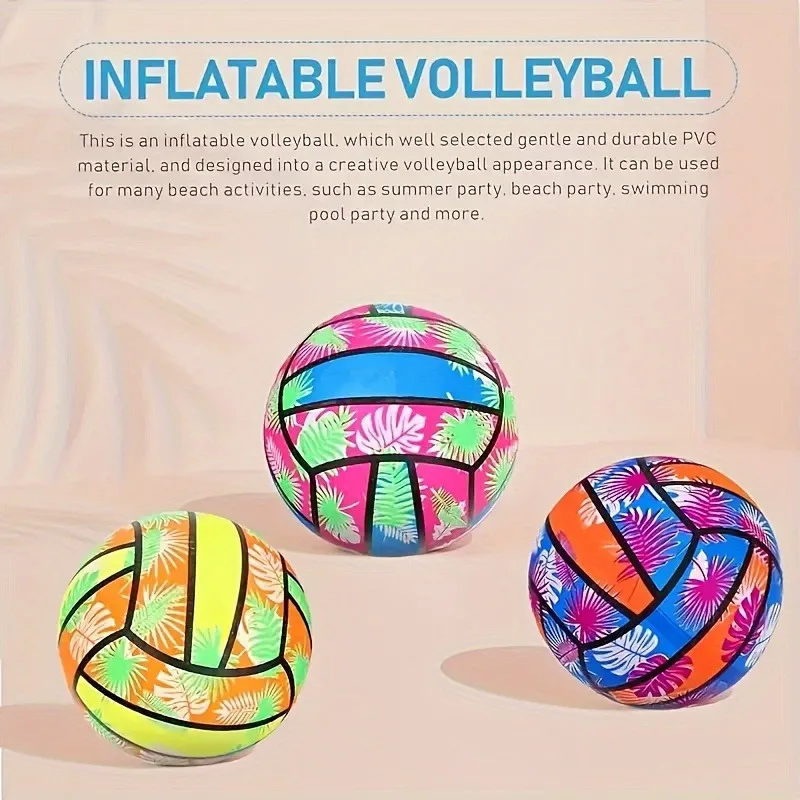 4/2/1pcs Inflatable Beach Volleyballs 4pcs - Tropical Leaf Print PVC Pool Toys, Summer Outdoor Sports Gear for Adults & Kids