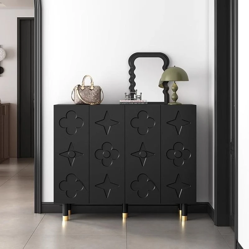 

Black shoe cabinet, retro style home door shoe cabinet, modern storage cabinet
