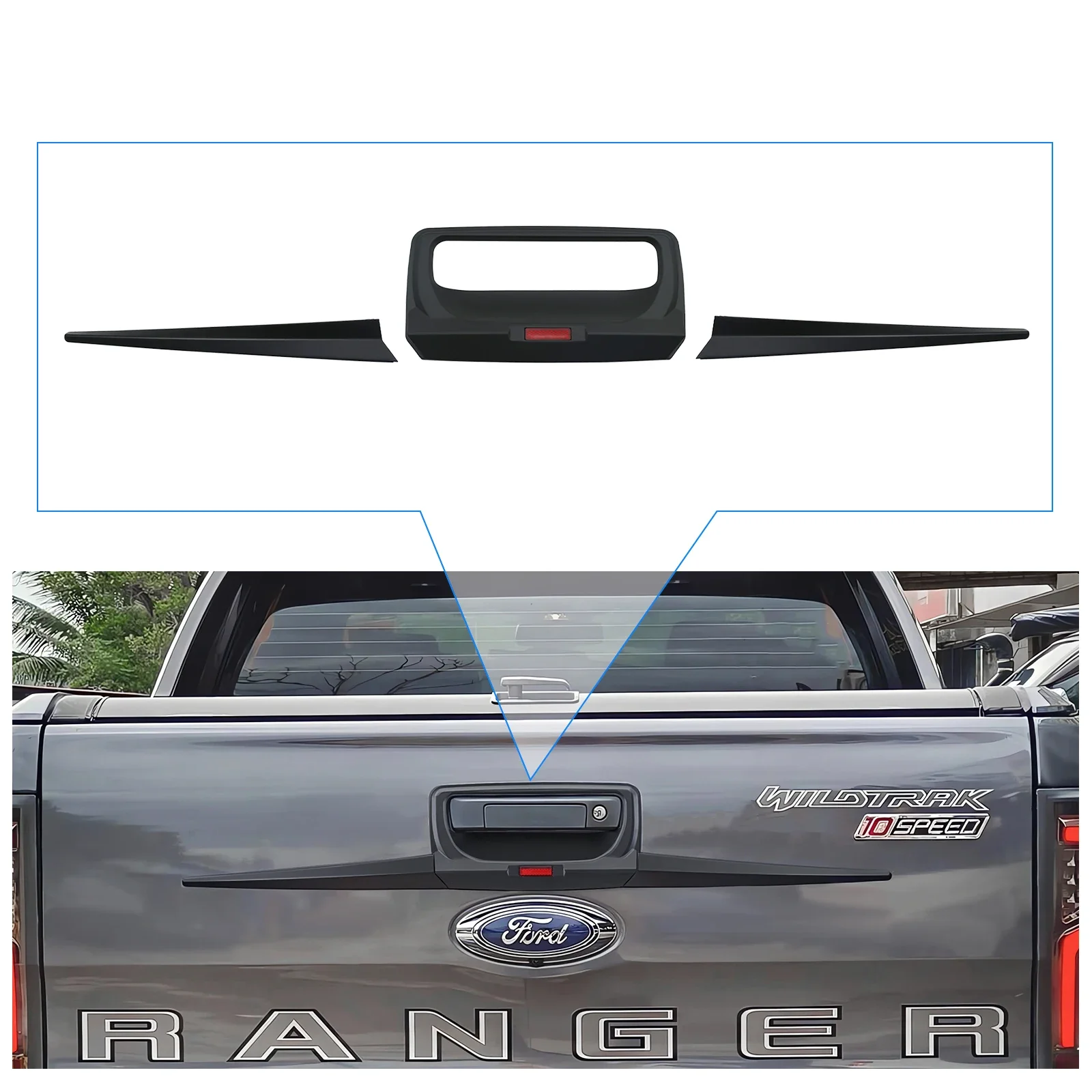 Rear Handle Trims Tailgate Cover For Ford Ranger 2012-2022 Wildtrak Limited XL PX PX2 PX3 XLT T6 T7 T8 Pickup Trunk Accessories