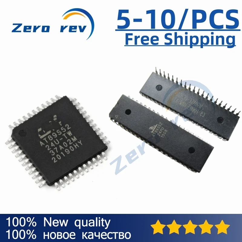 

5-10Pcs 100% New Free Shipping AT89S52-24AU AT89S5224U TQFP-44 AT89S52-24JU AT89S5224U PLCC-44 AT89S52-24PU DIP-40