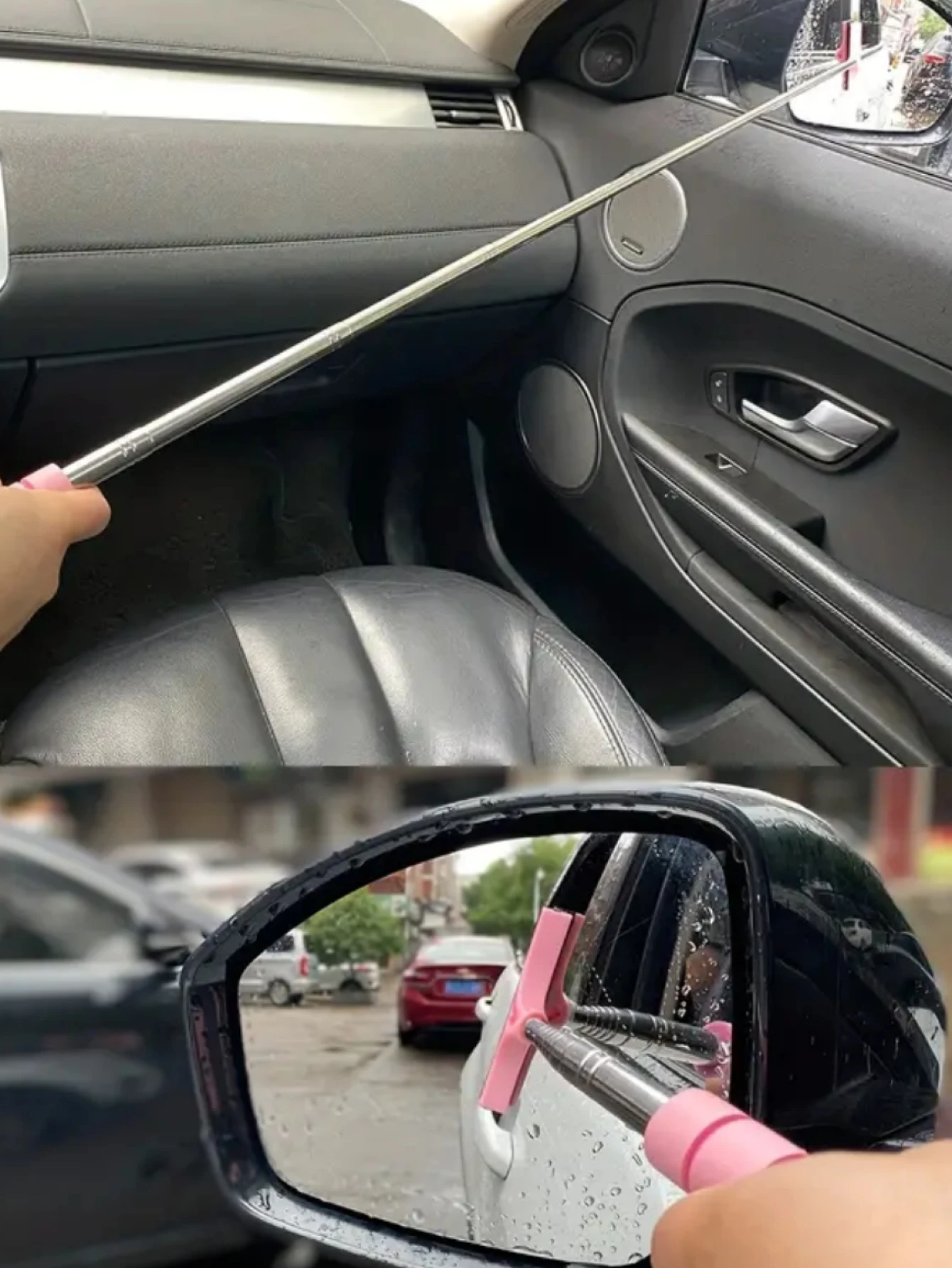 Portable Rainy Glass Window Cleaning Tool Wiper Extendable Handle Car Side Mirror Squeegee Telescopic Rearview Mirror Squeegee