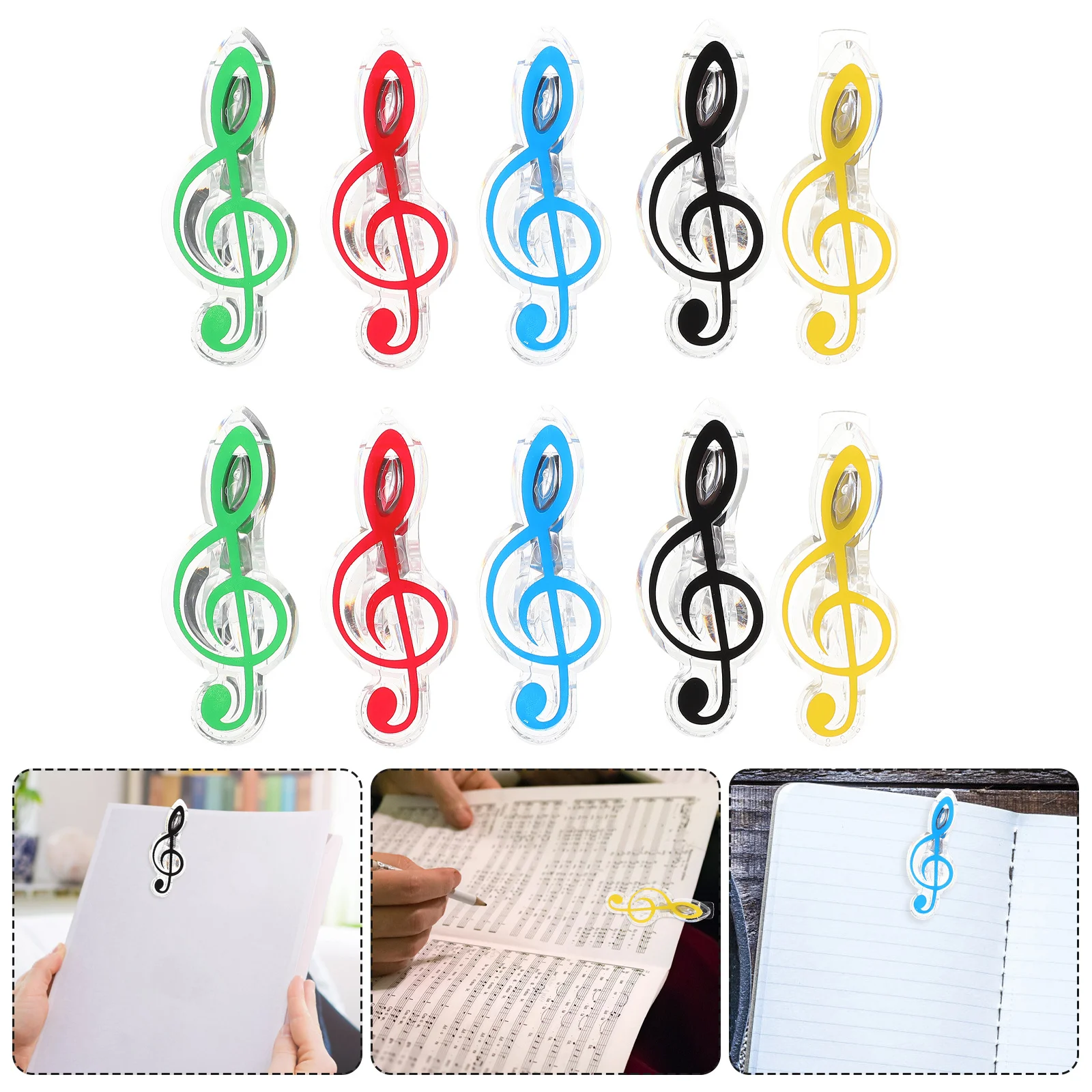 10 stks Muziekboek Clips Plastic Vel Clips Voor Piano Scores Winddicht Score Houders Praktische Muzieknoot Klemmen