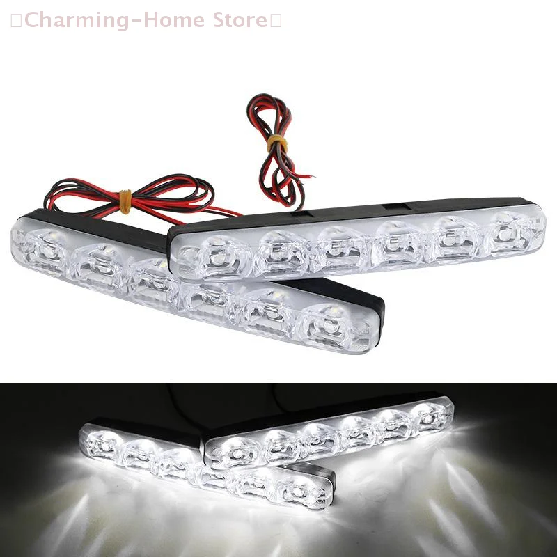 

【M】2Pcs Universal Daytime Running Lights DC 12V 1.5W DRL 6 LEDs Car Styling Car Daytime Running Lights Car Daytime LED Light