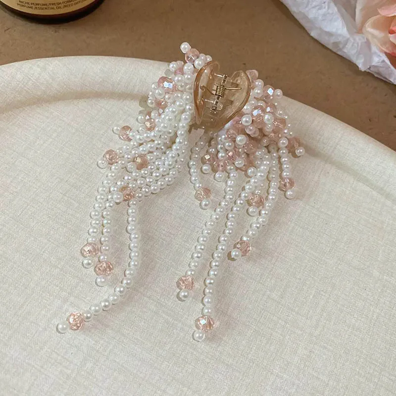

Женские заколки для волос с кисточками из жемчуга, полузавязанные волосы на затылке, высококачественные аксессуары для волос-шпильки, когти для волос