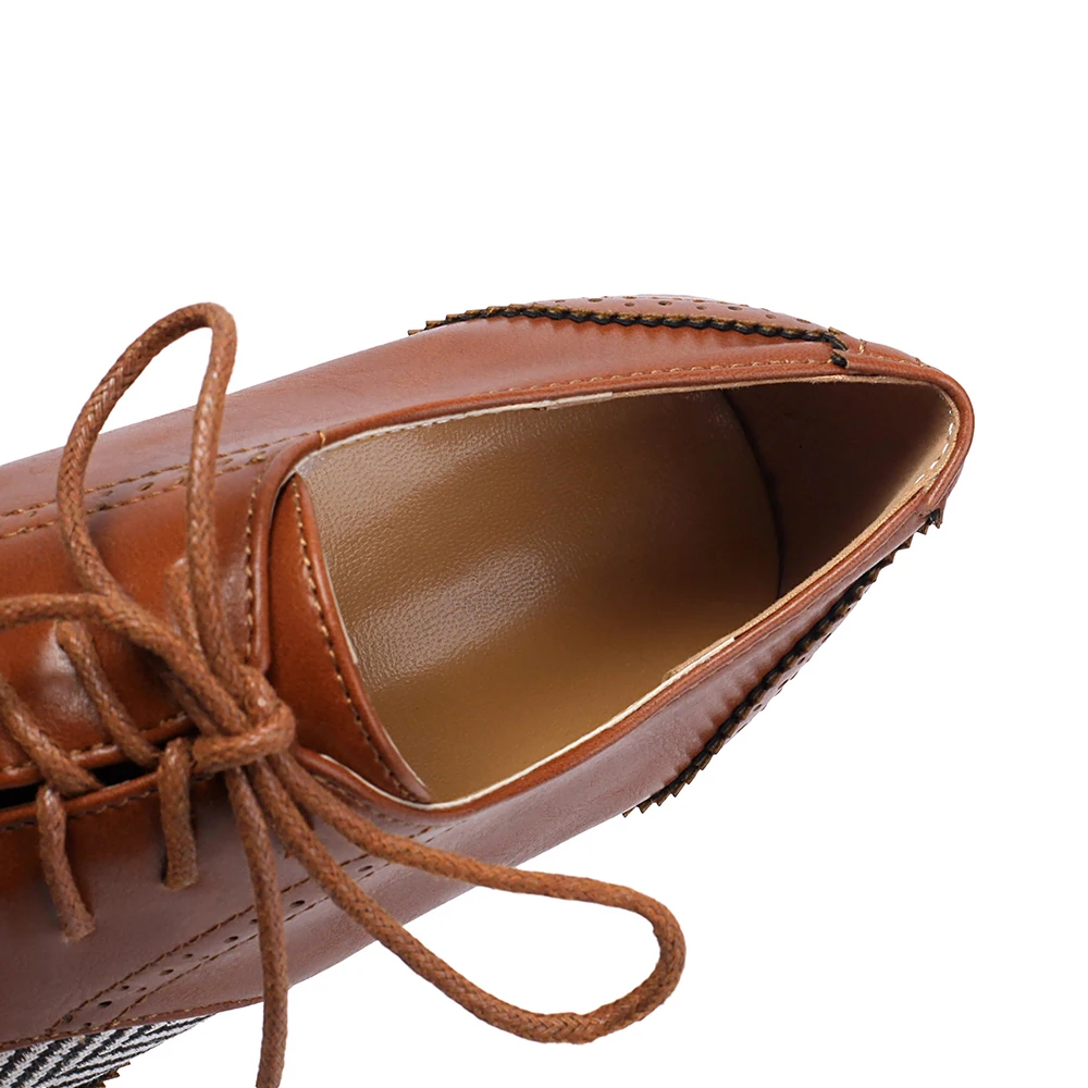 2025 العلامة التجارية الجديدة ناضجة الأبيض البني النساء مضخات الساخن مربع عالية الكعب سيدة أوكسفورد أحذية زائد حجم كبير 10 43 45 48