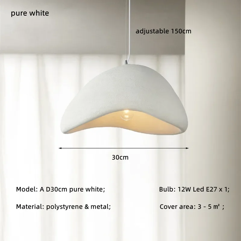 Imagem -06 - Nordic Wabi Sabi Led Pendant Light Lustre Simples Cordão Suspender Lamp para Restaurante Sala de Jantar E27