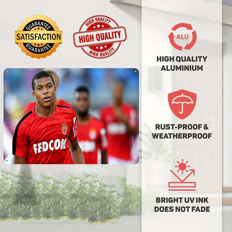 Kylian Mbappé Football Metal Poster Custom Wall Art Retro Vintage Tinplate Signs for Man Cave Home Decor Living Room Coffee Bar
