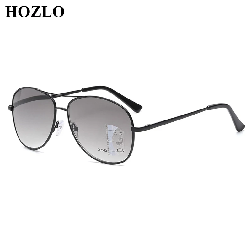 

Men Pilot Progressive Reading Sunglasses Male Double Bridge Look Near Far Presbyopia Hyperopia Dark Glasses Gradient Gray Lenses