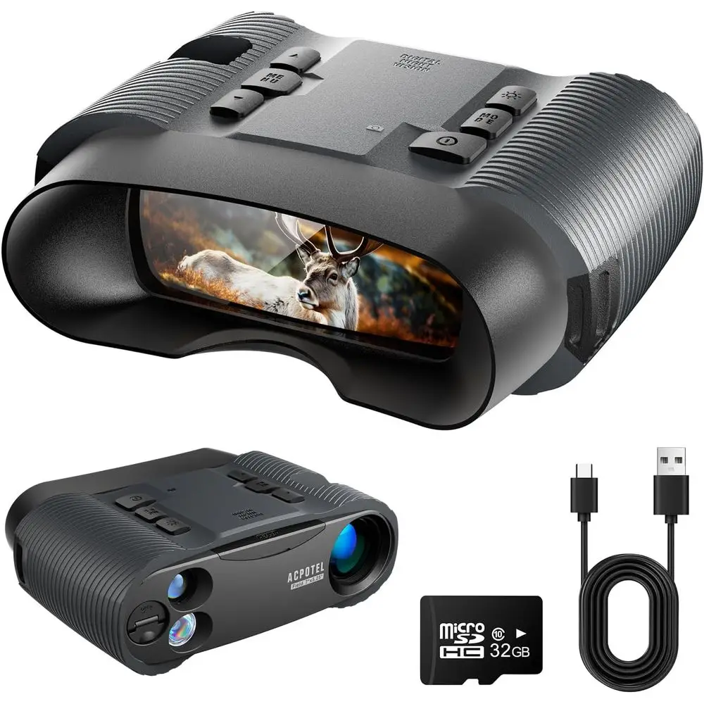 مناظير رؤية ليلية 4K متقدمة مع IR، تكبير 8X، 3 شاشات، بطاقة 32 جيجابايت، مثالية للتخييم والصيد والأمن #1