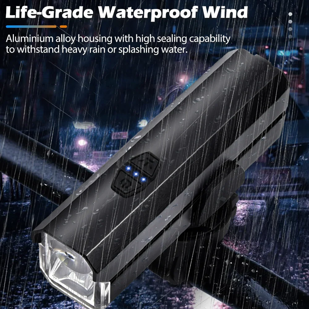 NEWBOLER Bicycle Light 5000mAh Bike Light IPX6 Flashlight Aluminum Front Lamp Type-C Charging MTB Cycling Highlight