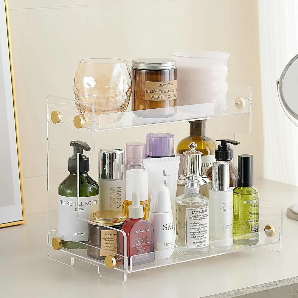 

Bathroom Organizer Countertop 2-Tier Storage：Bathroom Counter Organizer Acrylic Standing Holder Cosmetic Storage Perfume Shelf f