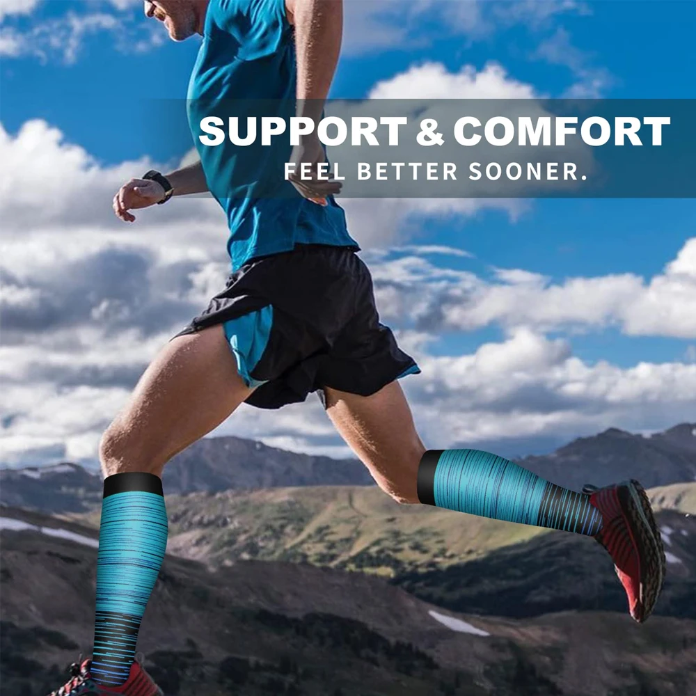 1 زوج جوارب ضغط جولف جوارب لكرة القدم أنبوب طويل الرياضة في الهواء الطلق مشرق اللون الطبية التمريض الجري اللياقة البدنية الجوارب