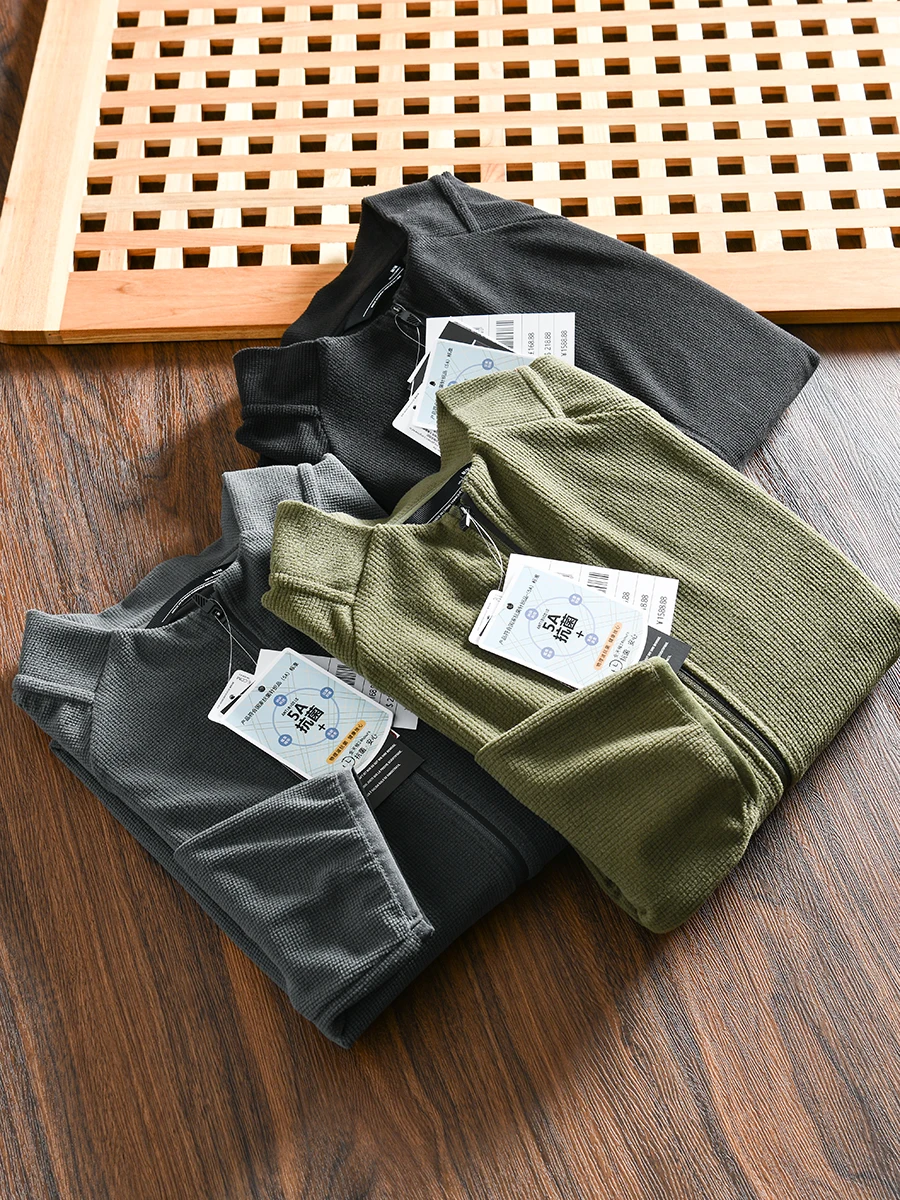 

Men's Outdoor Sports Fleece Jacket Autumn Winter Standard Fit Zipper Decorated Stand Collar Polyester Fiber Long Sleeve Jacket