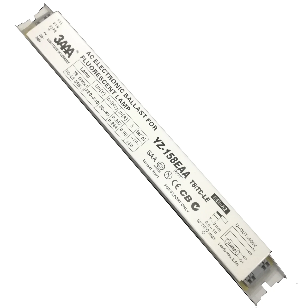 

3AAA YZ-158EAA 55-60 Вт 220-240 В Стандартный электронный балласт переменного тока с мгновенным запуском ЭКГ для люминесцентной лампы T8 58 Вт × 1 TC-LE 55 Вт × 1