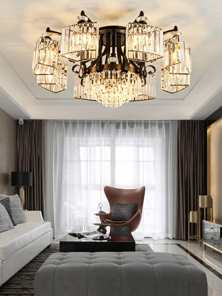 Luxury Black Gold Dimmable LED Round Lustre Ceiling Chandelier 2022 De Techo Ceiling Lights.Ceiling Lamp For Living Room