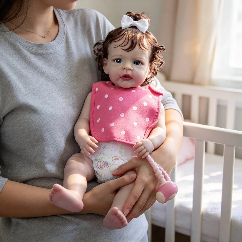 60cm Sandie with Rooted Hair Cotton Body Doll Multiple Layers Painting Collectible Lifelike Art Doll