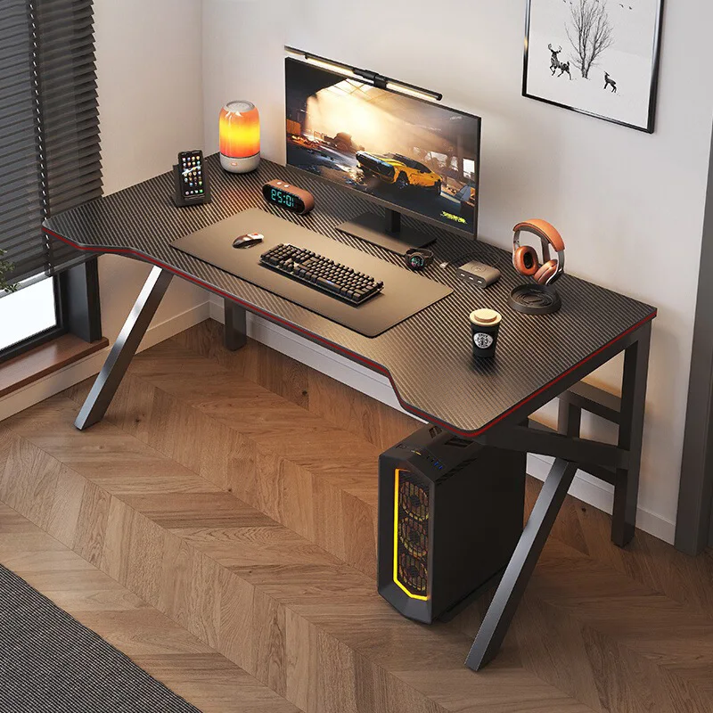 Carbon Fiber Texture Minimalist Gaming Desk for Home Office Study Writing Bedroom Computer Workstation