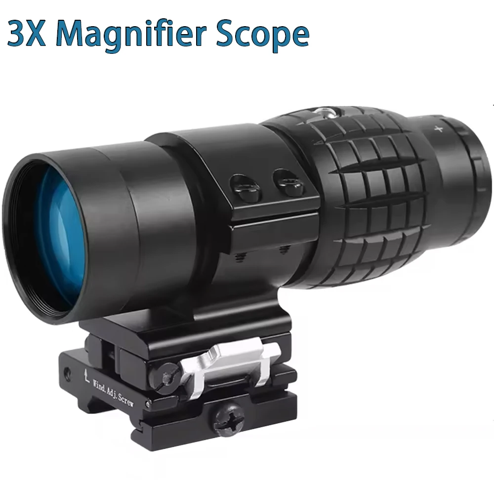 3x Magnifier Scope With Flip to Side Quick Detach Mount for 1X30 1X40 Red Dot Sight Hunting Scope With Folding Optic Mount