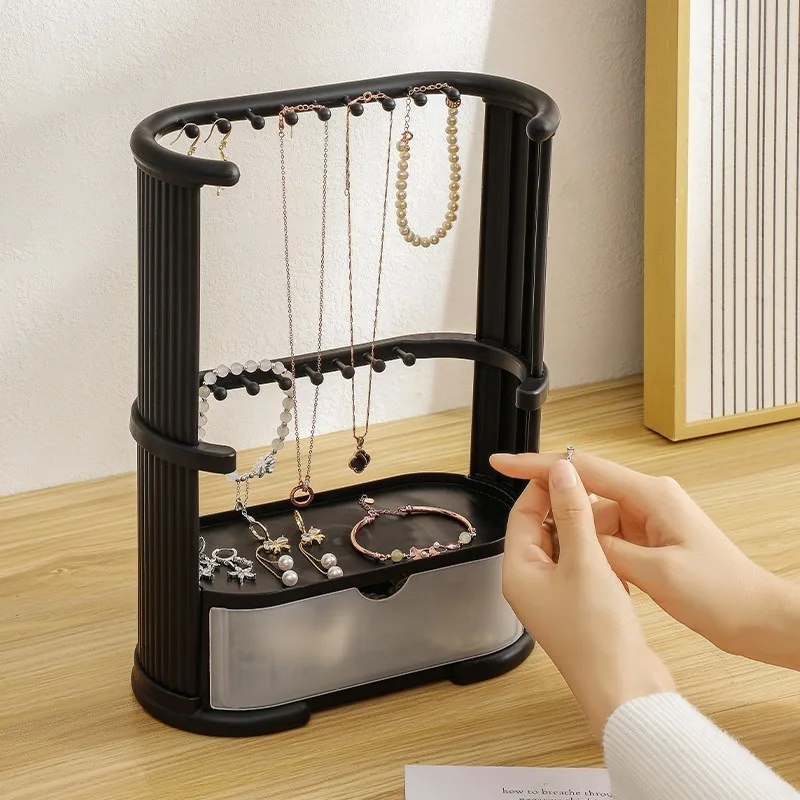 

1pcs Three Tier Jewelry Organizer Stand with Drawer Desktop Cosmetic and Jewelry Storage Rack for Necklaces Earrings and Rings