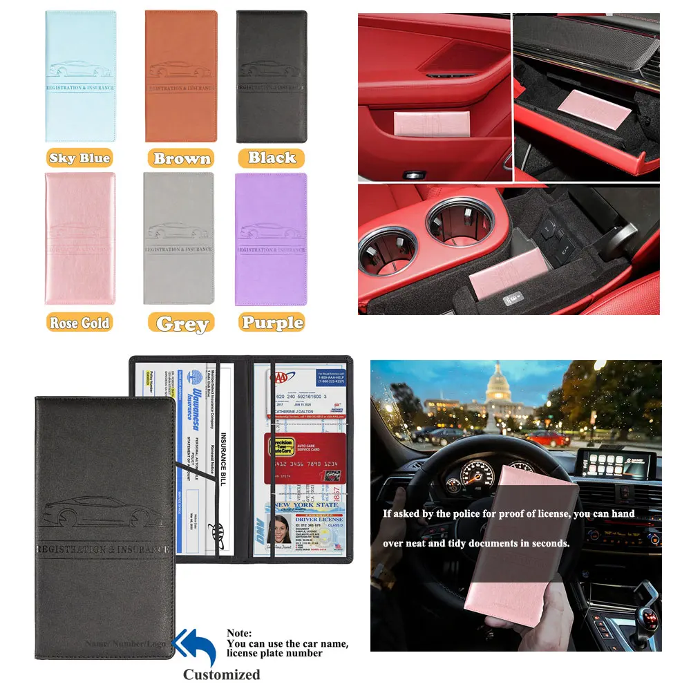 

1 Pcs Customized Name Car Document Holder Car Registration Insurance Card Holder Best PU Leather License Registration Holder Bag