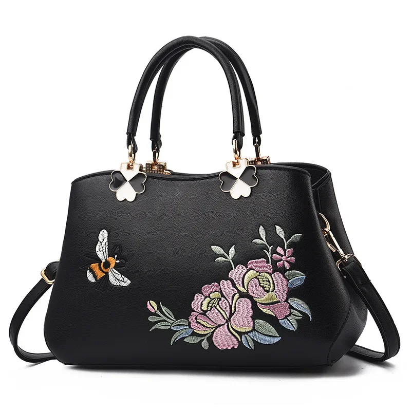 Embroidered Women Bag Vintage Casual Tote Fashion Women Messenger Bags Top-Handle Shoulder Student Handbag Purse Wallet  New