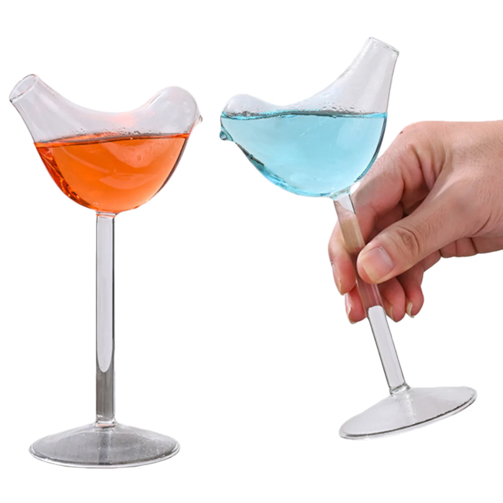 4Pcs Creative Birds Cocktail Glass Unique Clear Crystal Glasses Lovely Birds Drinking Bottle for Champagne/Mixed Drinks/Liquor