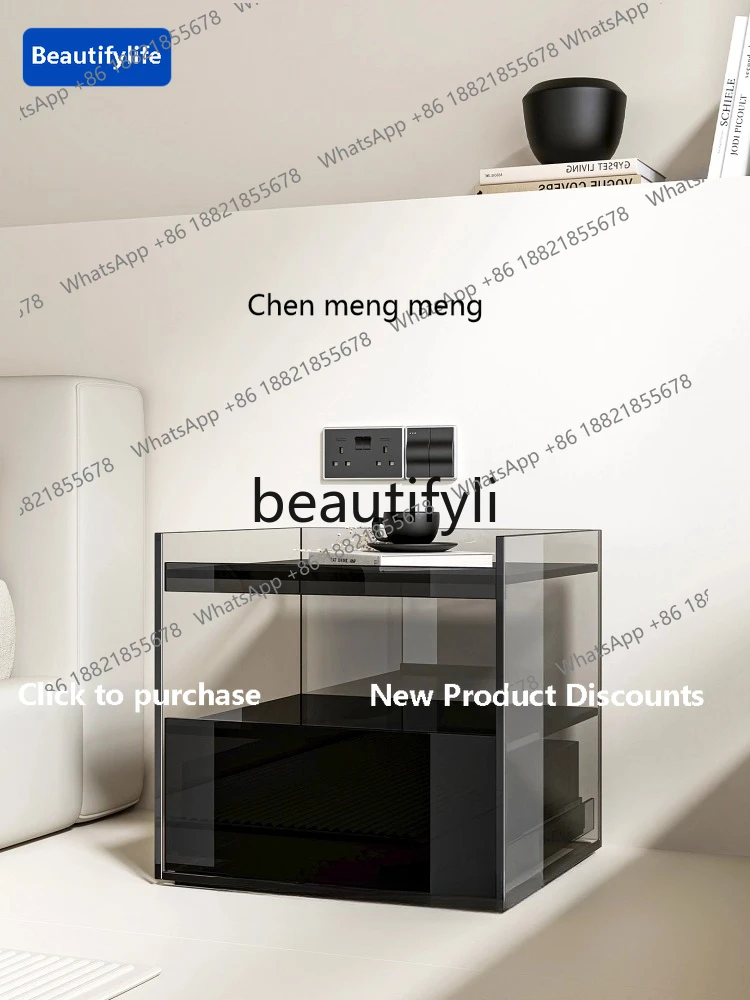 

X GG Bedside Table Minimalist Home Bedroom Light Luxury High-end Storage Rack Creative Side Cabinet Integrated