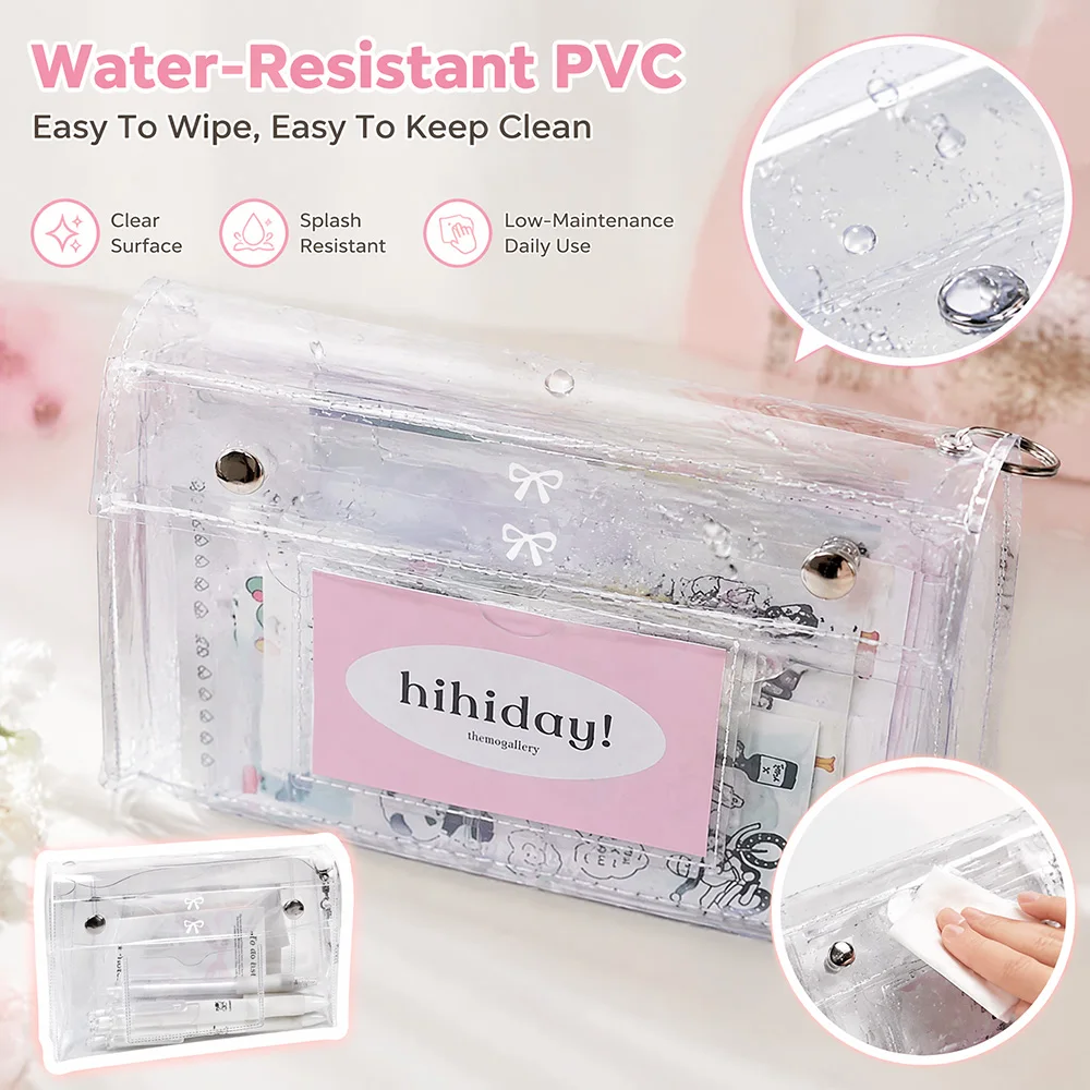 Student Exam Special Transparent Storage Bag Waterproof Snap Stationery Pouch Portable Large Capacity Document Bag Minimalist
