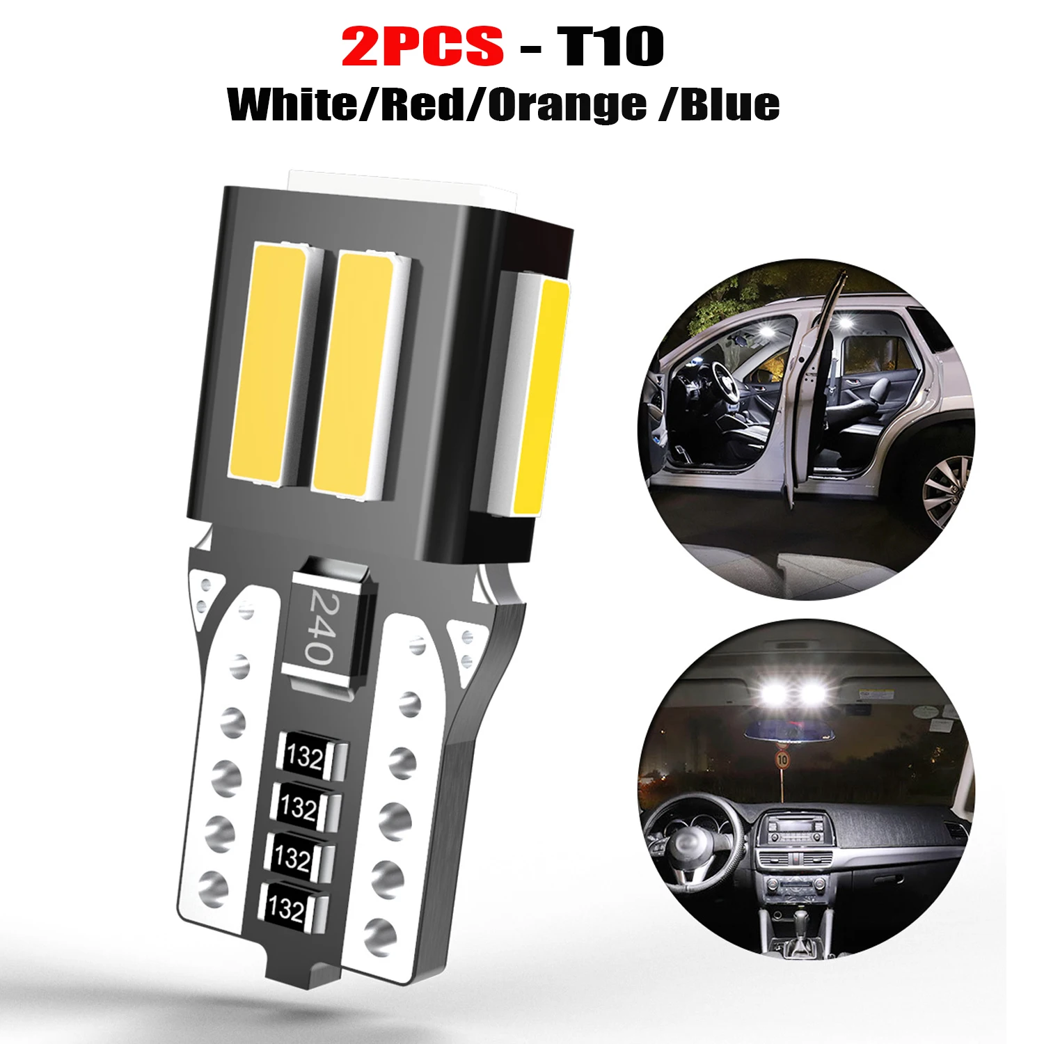 2pcs T10 W5W Car LED Light Bulbs License Plate Light 600Lm For Renault Duster Megane 2 3 Logan Fluence Captur Sandero Laguna