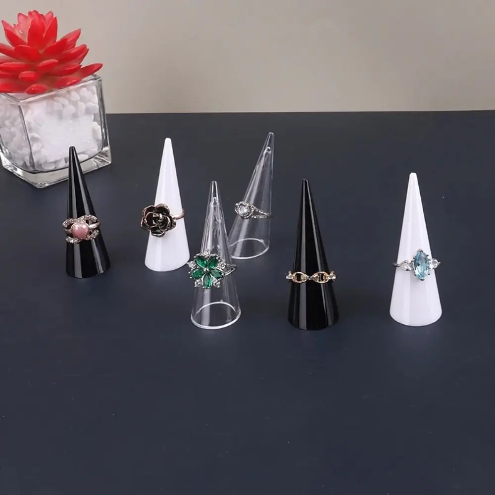 New Clear Conical Ring Holder Plastic Portable Hollow Ring Display Rack Acrylic Jewelry Storage Ring Display Stand