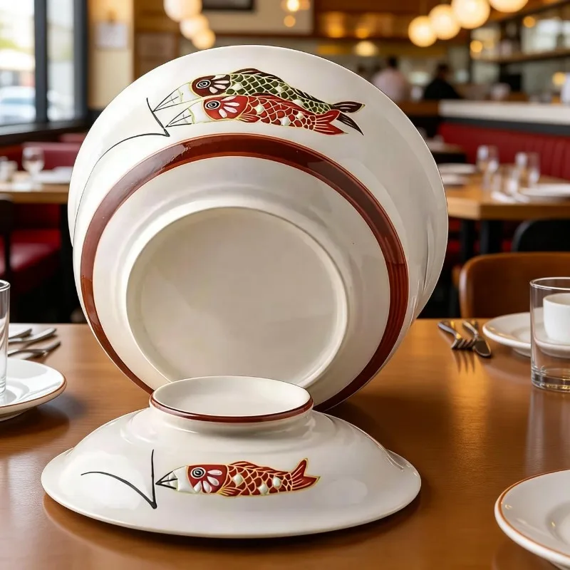 Niedliche Schüssel für Ramen, Weihnachtsgeschirr, Lecreuset Küchenschüsseln, Porzellan-Geschirr, Keramik-Mischschüsseln, Bambus-Töpferwaren