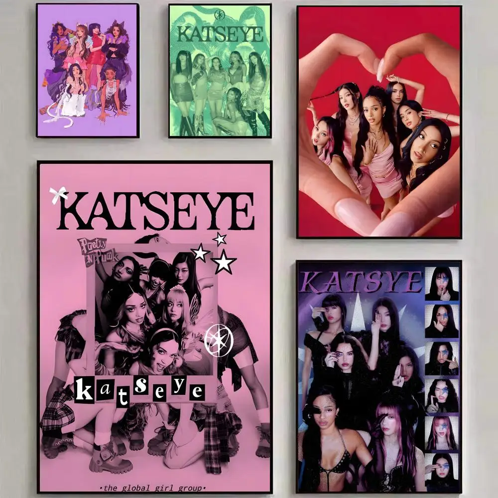 k-Katseye Kpop Poster HD art sticky wall waterproof home living room bedroom bar aesthetic decoration