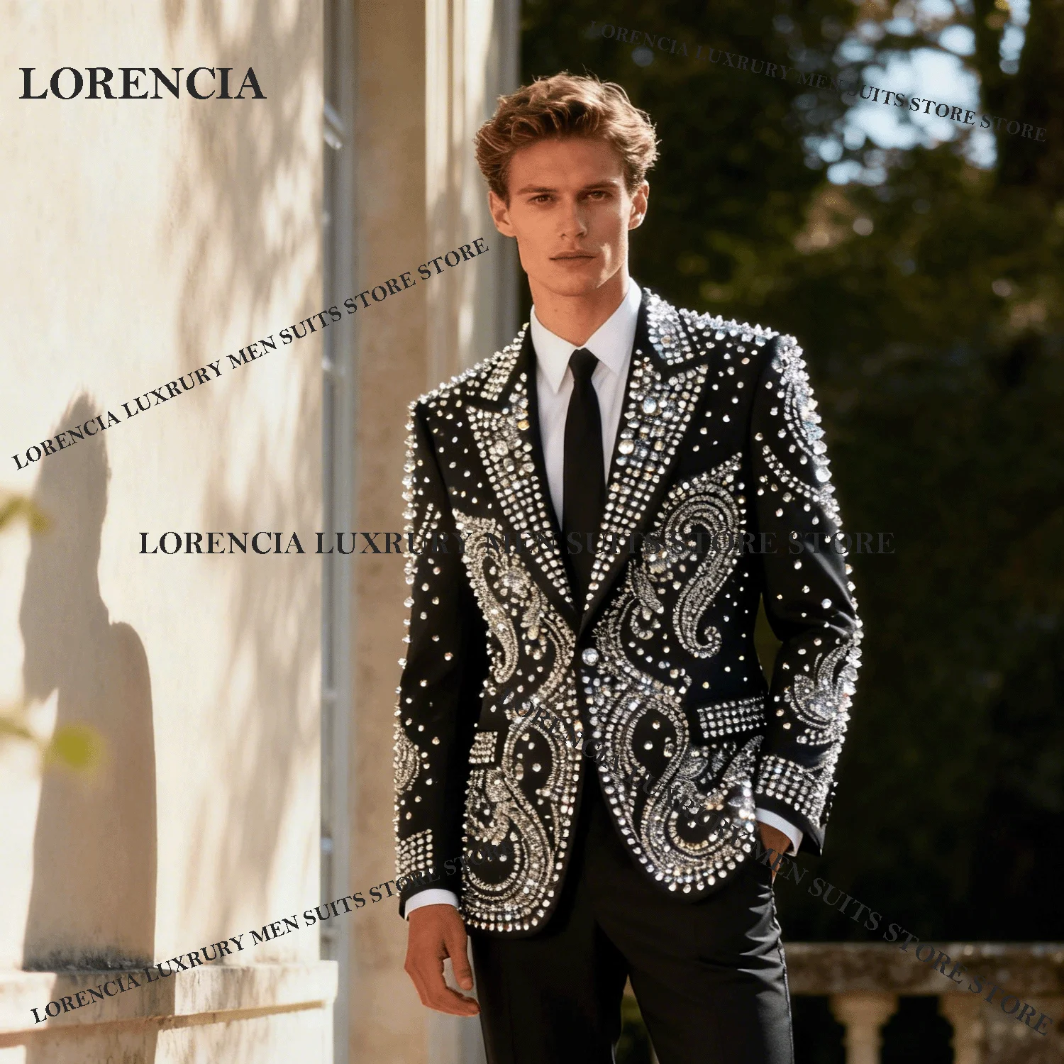 

Glitter Men Diamond Design Suits Fashion Wedding Tuxedos Customized Exquisite Slim Ropa hombre 3 Pieces Sets Groom Male Blazers