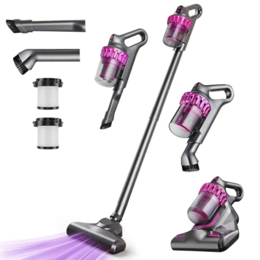 Cordless Stick Vacuum Cleaner for hardwood floors, carpet, pet hair, car cleaning; lightweight handheld 6-in-1 with built-in ma