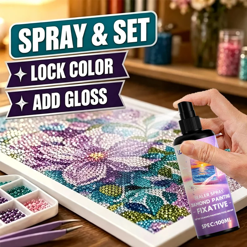 Loorsan Diamond Painting Sealer Spray Fixative Lock Color Add Gloss For Diamond Art Crafts Accessories 100Ml
