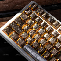 XVX Foil Series Gold Shimmer PBT Keycaps Glittering Surface Cherry Profile RGB Backlit Shine Through Double Shot Keycap 100 Keys