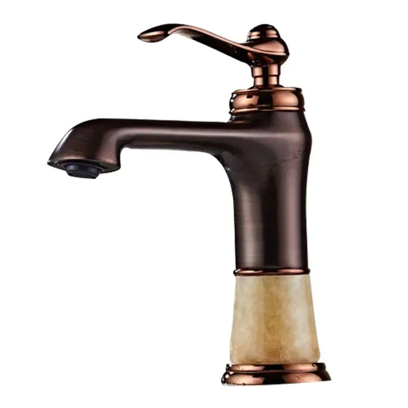 Bathroom Faucets Oil-rubbed Bronze Faucet Brass jade Basin Mixer Tap Hot and Cold Water Tap Sink Crane