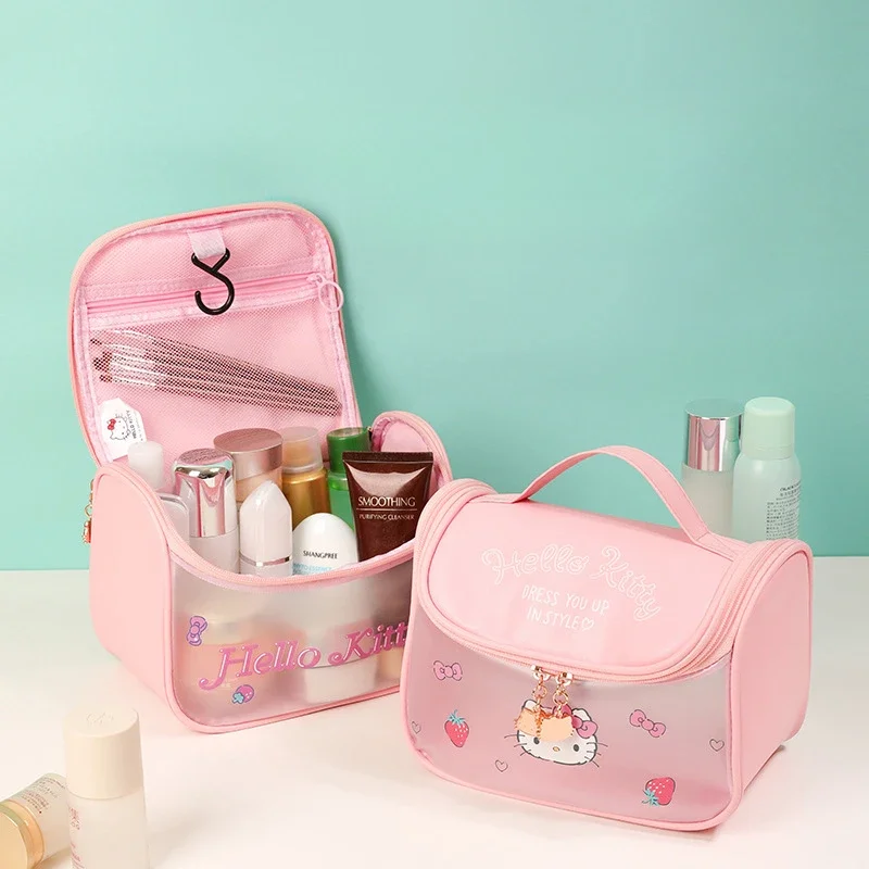 Hello Kitty Makeup Bag High appearance level Large capacity portable hook toiletry storage bag