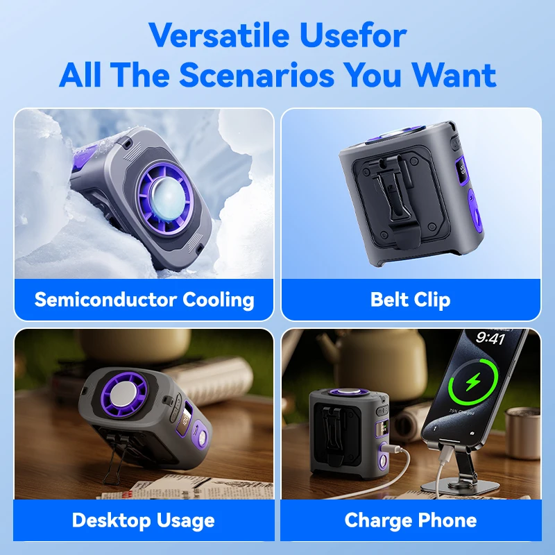 MUXNW مشبك مروحة الخصر المحمول ventilador cintura ارتداء على حزام تحت الملابس السراويل حزام الخصر 【حماية من قطرة الأكمام من السيليكون】