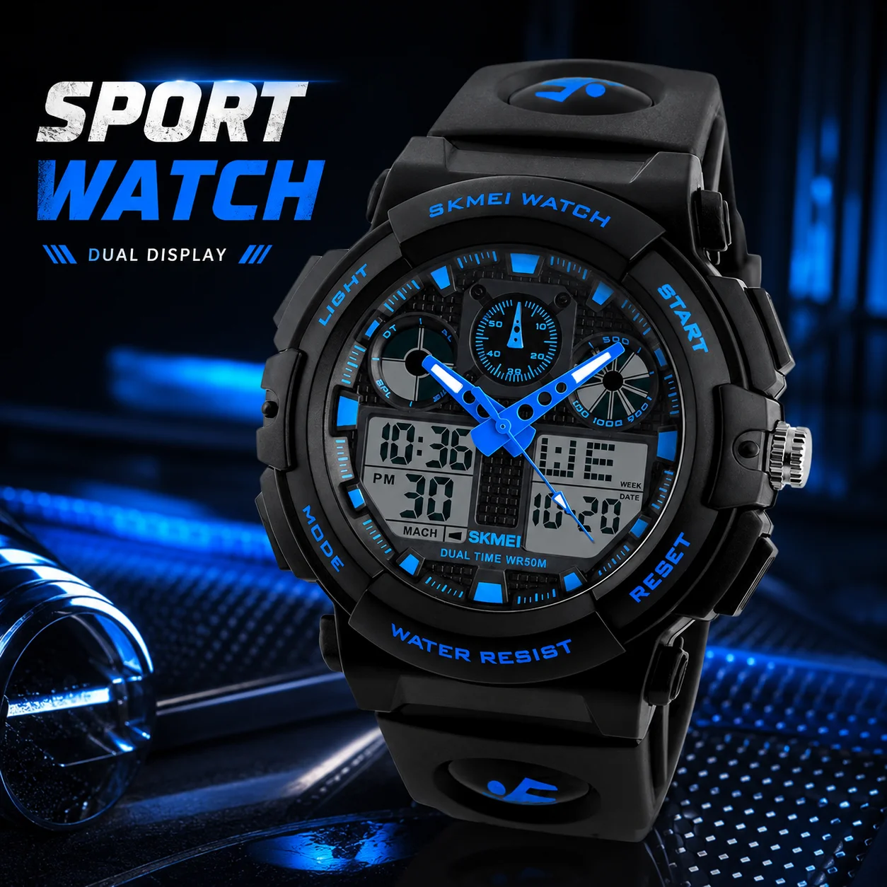 SKMEI Outdoor Electronics Wristwatches Double Time Display Digital Watches For Men Women Fashion Chrono Alarm Watch reloj hombre