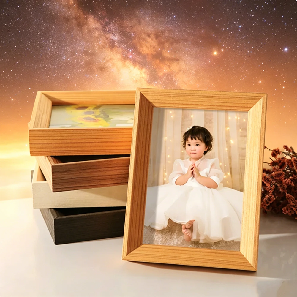 1Pcs Solid Wood Photo Frame  Table Display  Photo Frame  Wall Hanging  Wooden Empty Frame  Wall Hanging  Four Colors To Choose