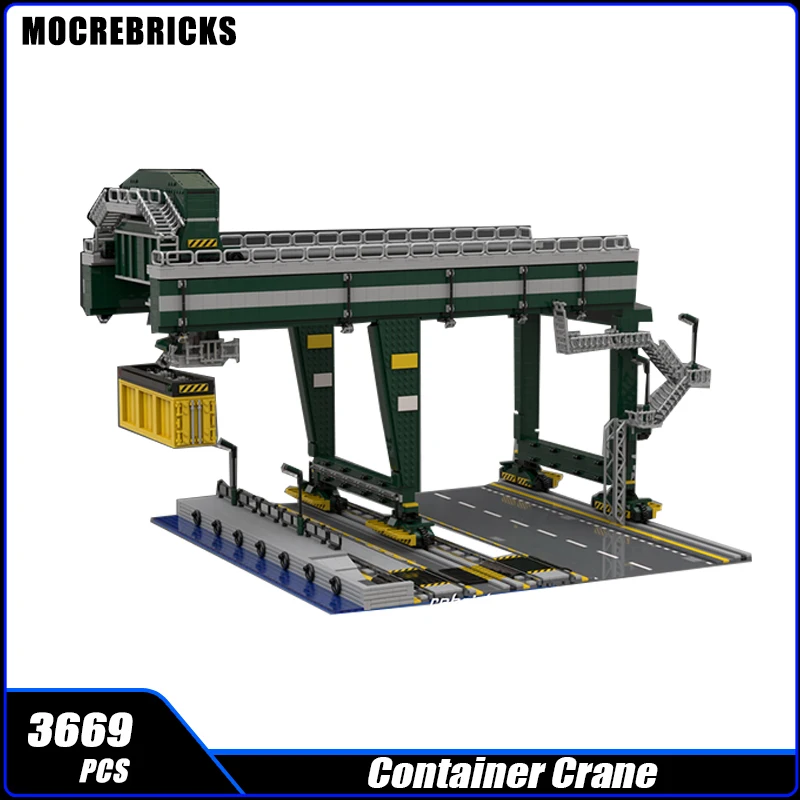 MOC City Industry Modular Harbour Container Crane Model Building Block Compatible Trucks Train Ships Puzzle Brick Toys Boy Gifts