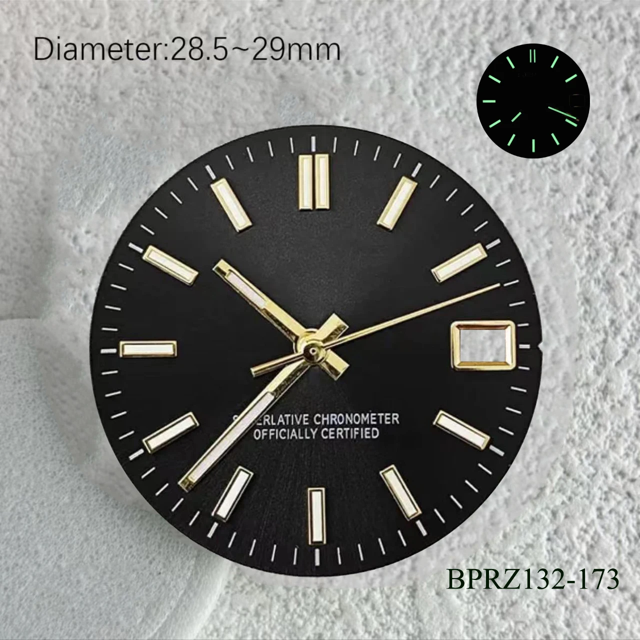 28.5mm green blue s logo date S dial Hot selling green Luminous 29mm s dial Suitable S dial nh35 movement date watch accessories