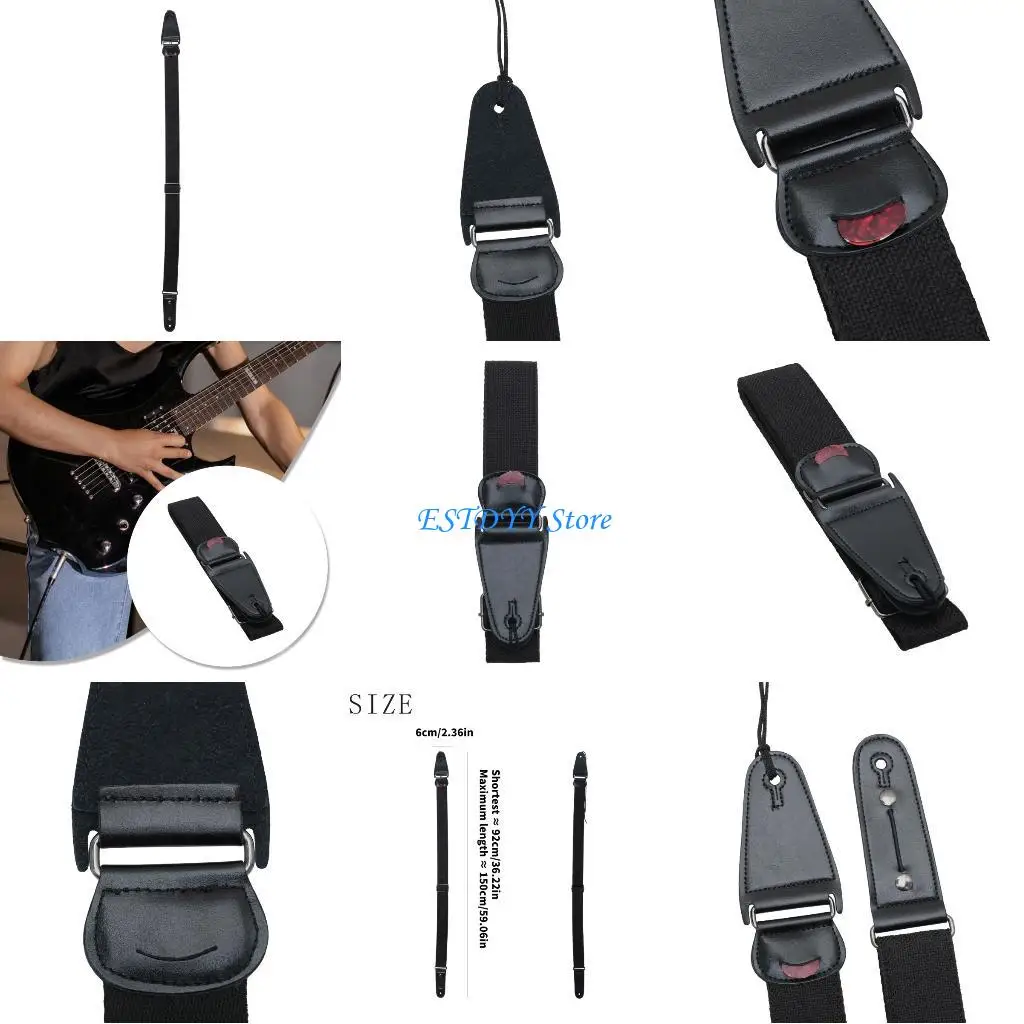 

G6DE Adjustable Guitar Strap with Leather Ends Shoulder Belt Electric Guitar Strap Belt Shoulder Pad Comfortable to Wear