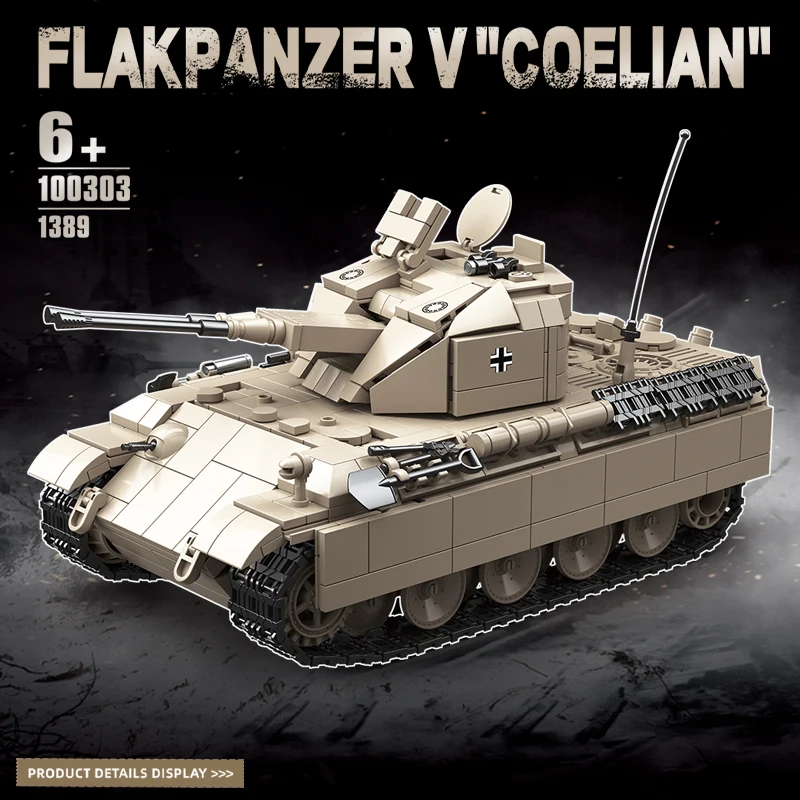 

World of Boys' toys 100303: WWII No.5 anti-aircraft tank, Corlian Tiger heavy armored vehicle, assembled from building blocks