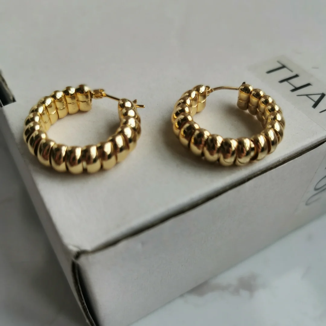 

Brass Simply Round Hoop Earrings Women Jewelry Punk Party T Show Gown Runway Korean Japan INS
