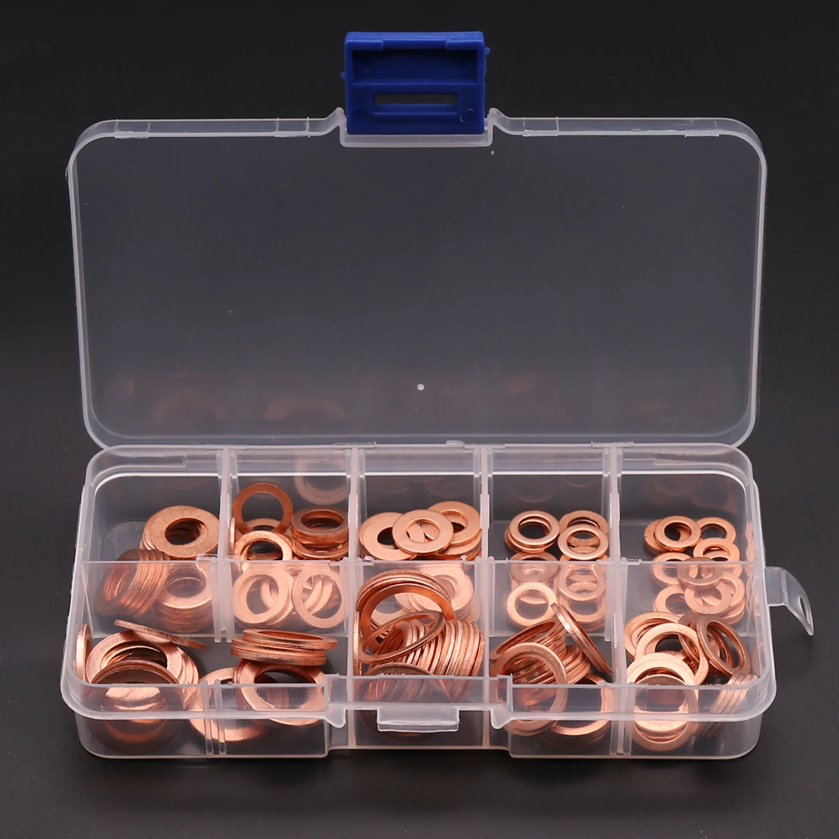 180Pcs Rood Koper Ringen Box Set Pakking Platte Ring Ringen M5 M6 M8 M10 M12 M14