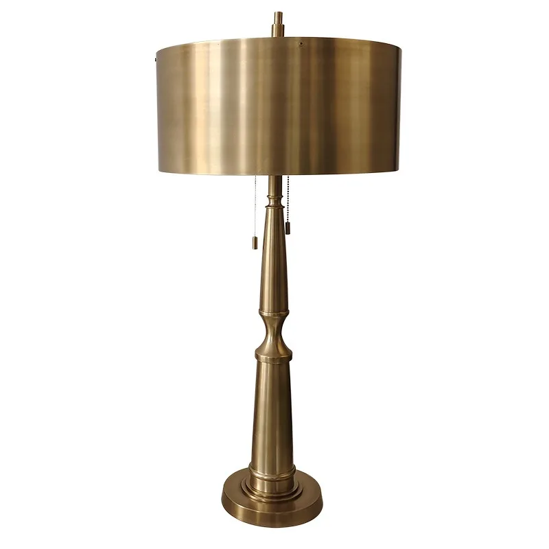 bedside table lamp, all-copper table lamp, retro all-copper American bedroom master bedroom creative warm table lamp,